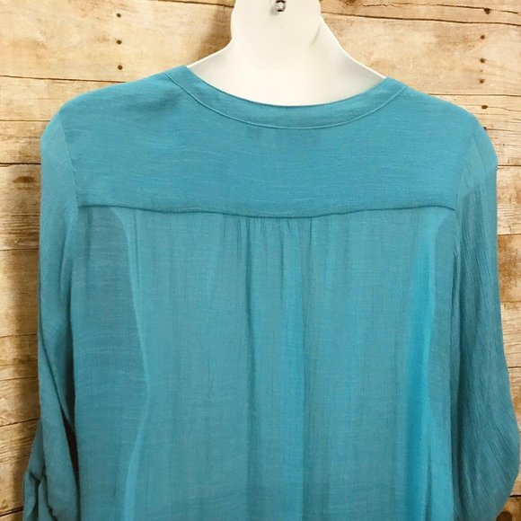 Avenue Size 22/24 Tunic Top Aqua Crinkle Gauze - Picture 6 of 10